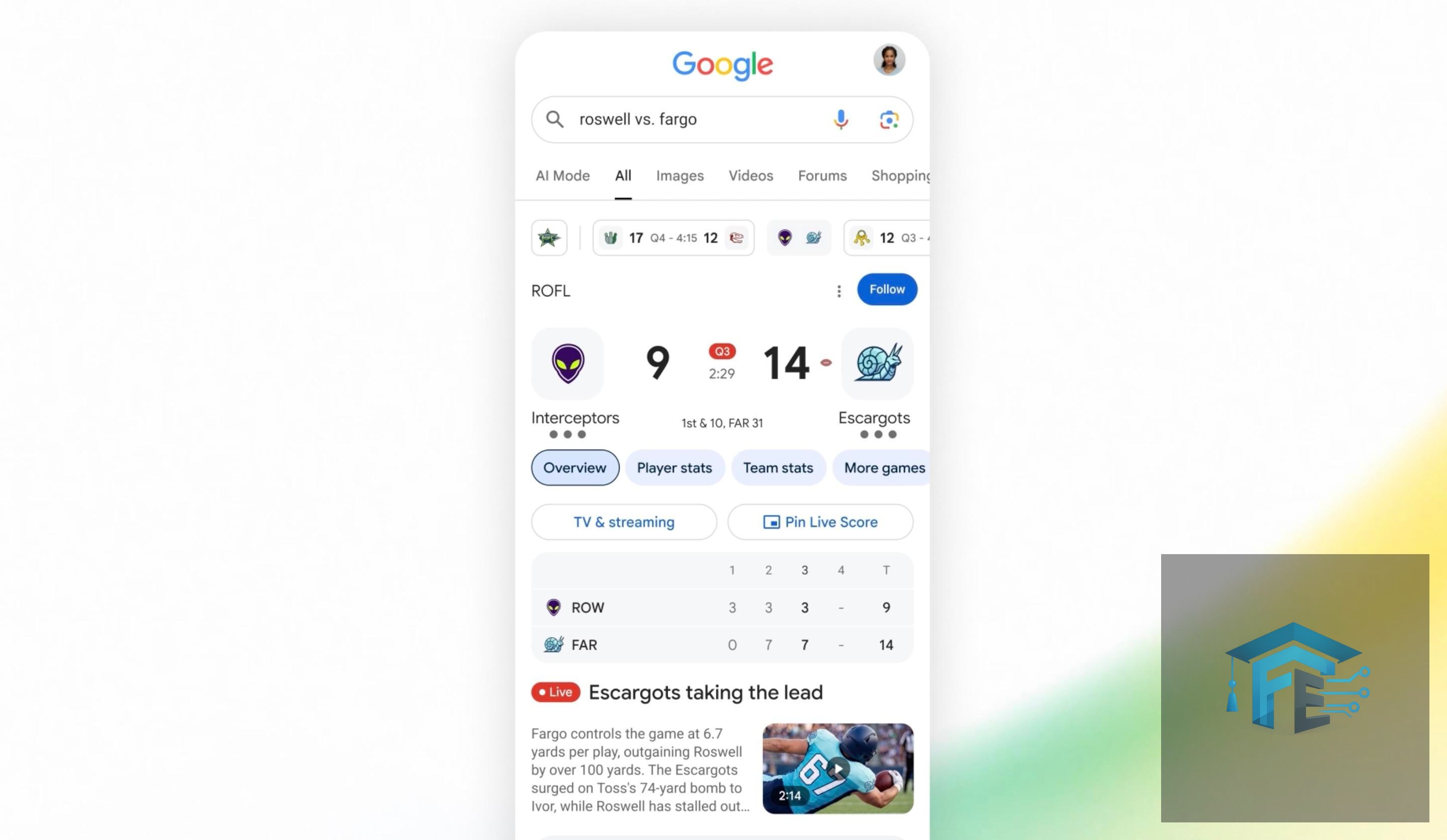 Google Search adds live NFL game updates during regular season